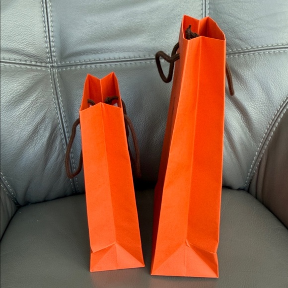Hermes shopping gift orange bags 2 different sizes like new - Picture 4 of 10